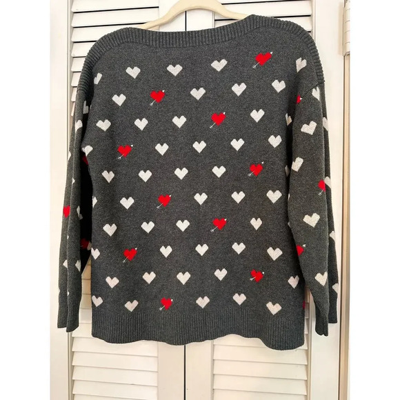 Loft Petite Women's Heart Patterned Sweater - Size LP - Picture 4 of 4